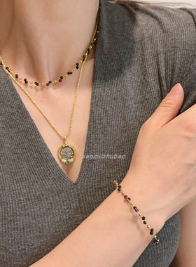 法式黑金系列编织缠绕满天星项链轻奢优雅设计高级感情人节礼物