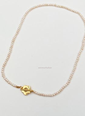 天然珍珠花朵项链韩国东大门