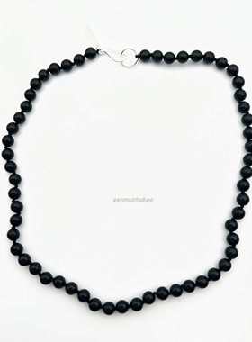 天然黑玛瑙串珠项链纯银宝石简约设计高级感珍珠轻奢气质锁骨链