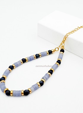 天然青金石紫玛瑙串珠手链多巴胺