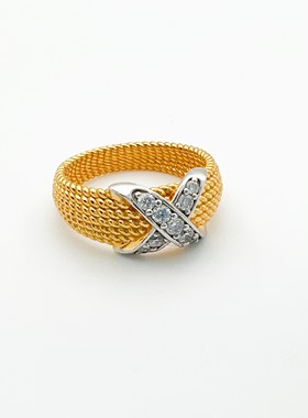 分色交叉戒指编织麻绳轻奢戒指