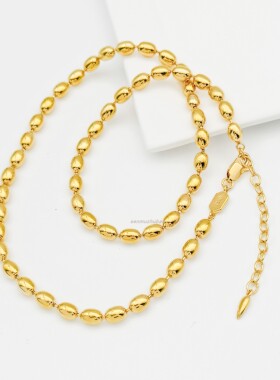 欧美风925纯银意大利橄榄米珠项链素链项链轻奢高级感气质百搭