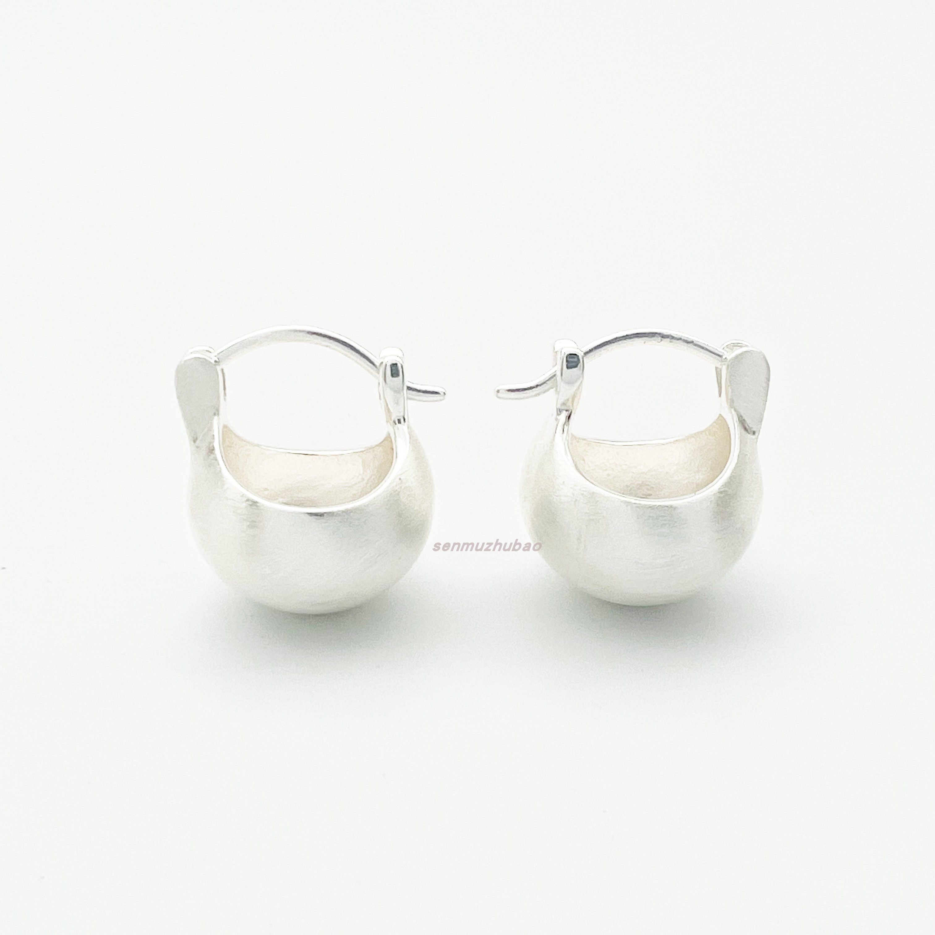 日本纯银重工拉丝圆圈圆球极简百搭气质耳环耳饰小众设计高级2024,淘宝优惠券,粉丝福利购,淘宝优惠卷