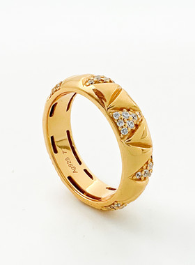 菱格纹三角钻戒指精致质感高级感