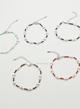 S形天然石珍珠拼色项链时尚