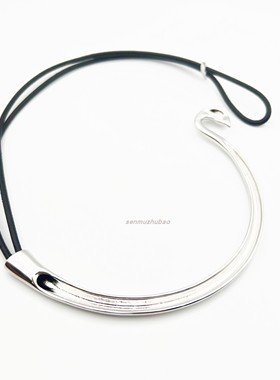 飞鸟黑色真皮皮绳银色项圈女设计师高级感项链小众高级感锁骨链