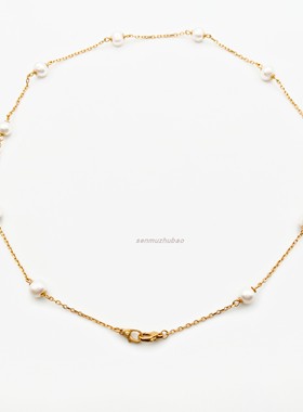 新中式天然绿玉髓珍珠项链满天星纯银镀金珠珠双扣头高级感锁骨链