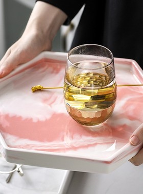北欧大理石陶瓷托盘创意家酒店