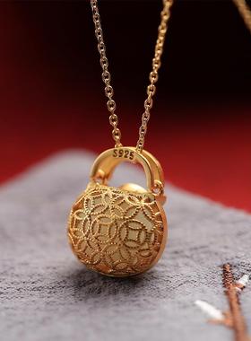 复古宫廷古风福字小锁钱袋包吊坠