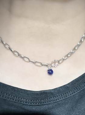 925银小众红玛瑙绿松石和田玉青金石蜜蜡DIY40CM延长链百搭拼接链