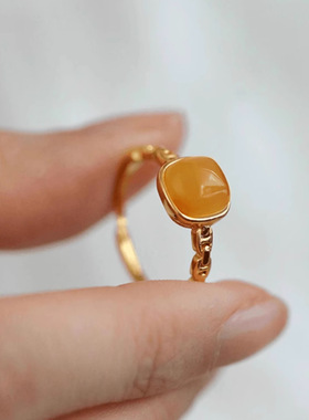 新中式方糖戒指环开口可调节女款