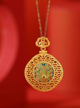 可打开香囊盒复古典国潮鎏金景泰蓝宫廷花纹吊坠女珐琅彩工艺挂坠