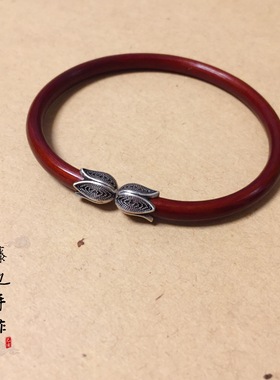 s925纯银西藏鸡血藤花苞头无节