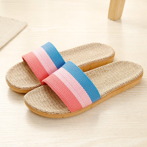 夏季草编藤编亚麻拖鞋家居男凉拖鞋女室内木地板凉拖家用待客防滑 - 图3