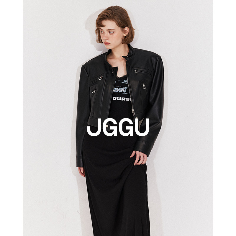 【蒋璐霞同款】晶咕黑标JGGU高级皮革重工女皮夹克高腰半身裙套装,淘宝优惠券,粉丝福利购,淘宝优惠卷