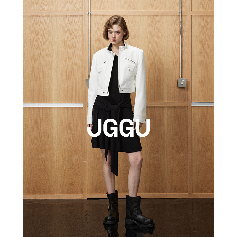 【蒋璐霞同款】晶咕黑标JGGU高级皮革重工女皮夹克高腰半身裙套装,淘宝优惠券,粉丝福利购,淘宝优惠卷