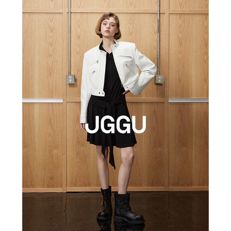 【蒋璐霞同款】晶咕黑标JGGU高级皮革重工女皮夹克高腰半身裙套装,淘宝优惠券,粉丝福利购,淘宝优惠卷