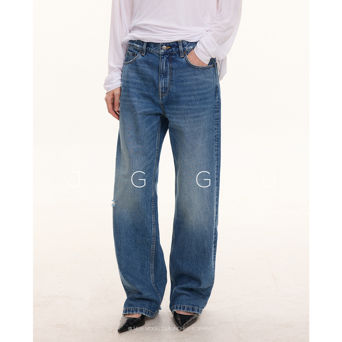 晶咕黑标JGGU 【封神修腿裤】重磅复古水洗破洞弯刀直筒牛仔裤女,淘宝优惠券,粉丝福利购,淘宝优惠卷