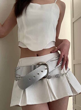 铆钉装饰合金美式个性腰带时尚