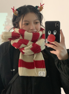 圣诞节礼物红色围巾女2024冬季