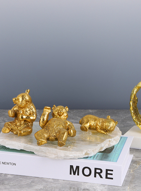 小熊轻奢风黄铜书房软装饰品