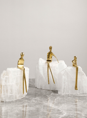 天然软装饰黄铜别墅轻奢风水晶石