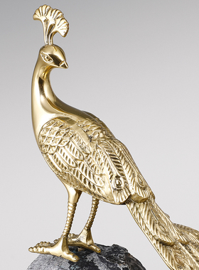 新中式风全铜天然入户玄关孔雀