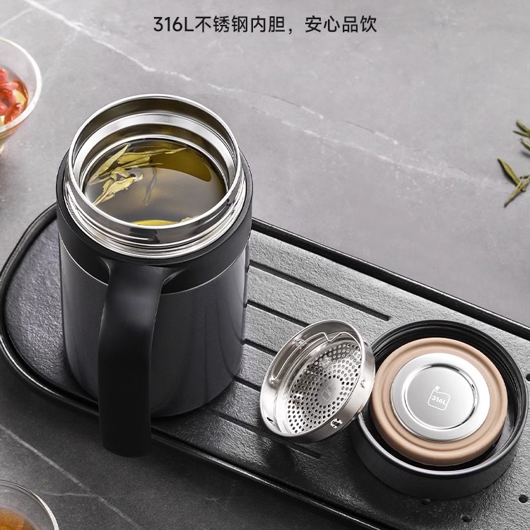 苏泊尔保温杯男士316L不锈钢办公室泡茶水分离杯子大容量商务定制