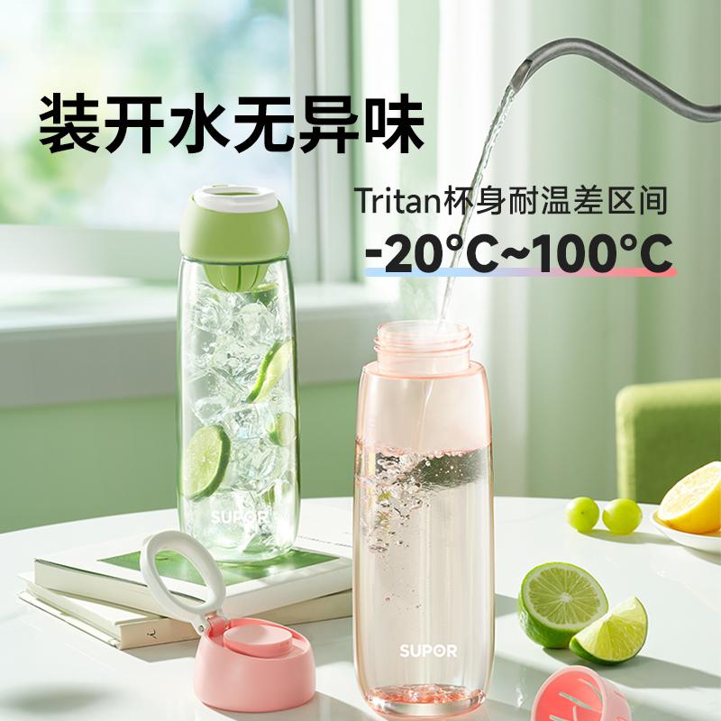 苏泊尔随手杯夏季凉水杯tritan塑料杯高颜值学生运动便携BB杯耐热