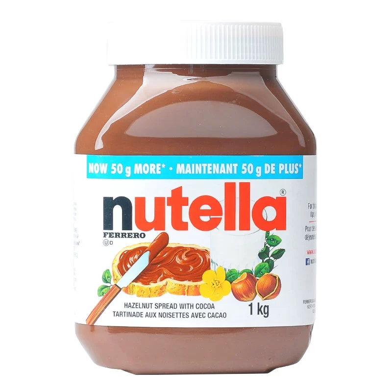 进口费列罗Nutella能多益榛子果可可酱巧克力味1kg早餐面包酱350g-图0