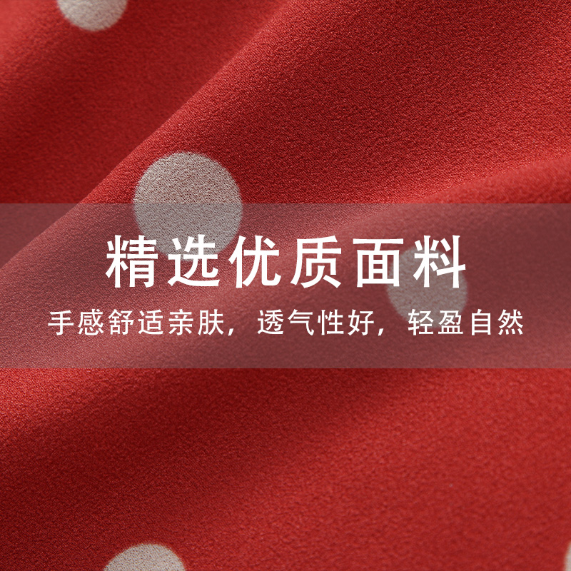 靓诺轻奢高级感24新款夏季红色压褶提花波点衬衫上衣女LS24235A - 图3