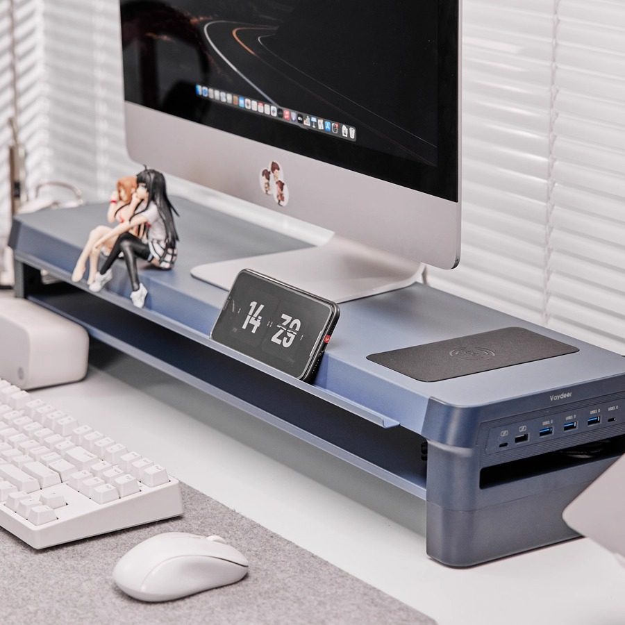 鹿为 W系列多功能电脑显示器增高架 快充电 双层收纳 台式电脑屏幕萤幕 笔记本平板 桌面放置抬高底座支架,淘宝优惠券,粉丝福利购,淘宝优惠卷