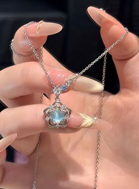 树脂高级感海洋之心项链女