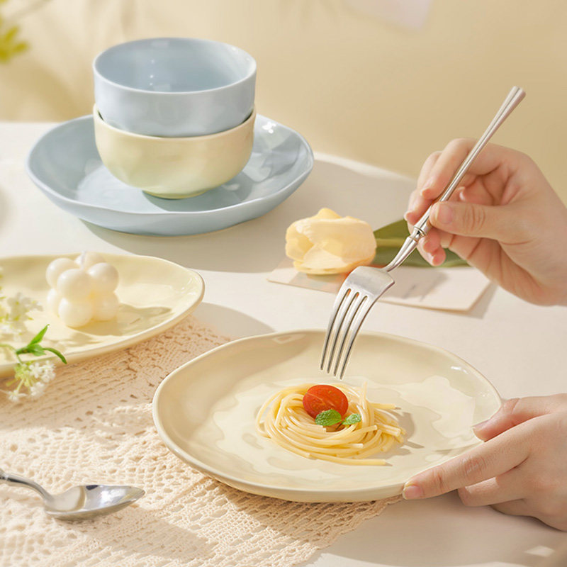 奶油风吃饭碗家用2026新款米饭碗陶瓷餐具高颜值汤碗面碗盘子,淘宝优惠券,粉丝福利购,淘宝优惠卷