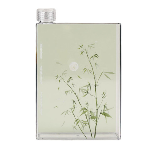 boeibei卜A杯 绿色竹林创意500ml复古水壶随手方形透明扁平水杯 - 图3