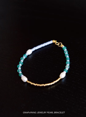 假日绿玛瑙拼接古董琉璃串珠手链