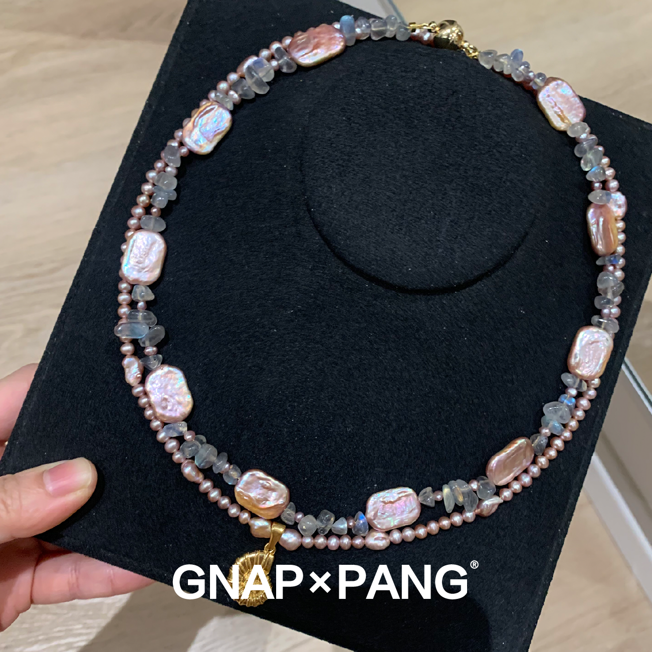 GNAPxPANG JEWELRY鹦鹉螺赤焰粉紫灰Keshi复古INS叠戴珍珠项链,淘宝优惠券,粉丝福利购,淘宝优惠卷
