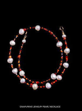 原创血色窥探天然珍珠口罩链项链