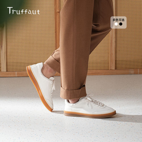 【舒适软糯鹿皮】Truffaut经典德训鞋男夏季新款真皮休闲小白鞋男 - 图0