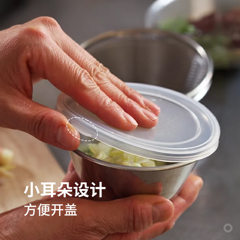 霜山304不锈钢料理碗带盖佐料碗葱花香菜收纳盆厨房多功能备菜碗 - 图2