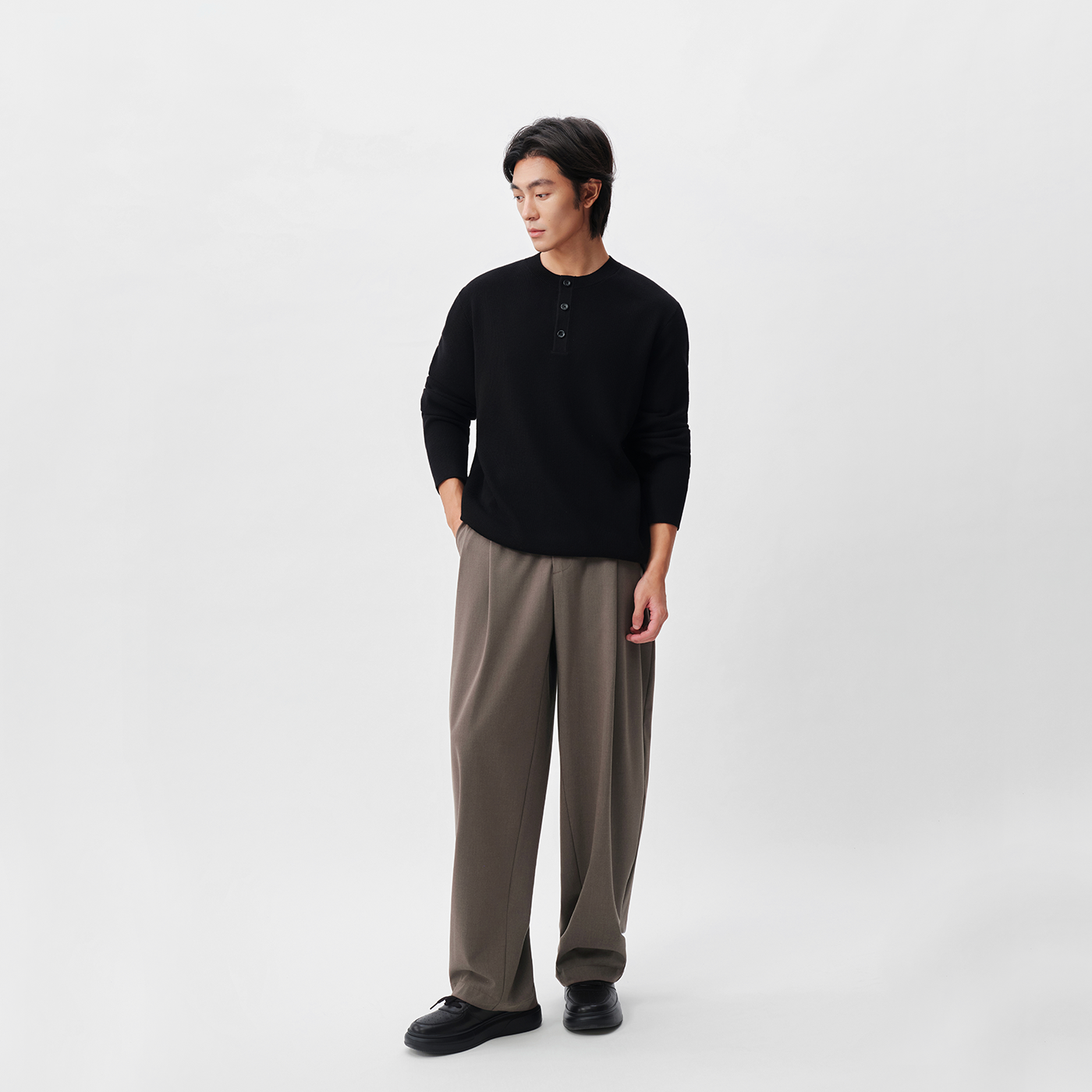 14针华夫格亨利领针织衫 立挺有型 舒适肌理款 质感男士套头毛衣,淘宝优惠券,粉丝福利购,淘宝优惠卷