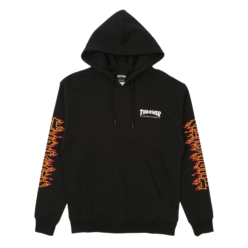 【THRASHER官方】JLP日版 FLAME OUTLINE POCKET HOODED 火焰帽衫 - 图2