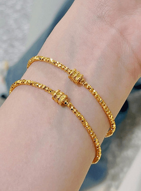 纯沙金手链女小蛮腰蹦迪调节扣仿真黄金高级感不掉色轻奢送女朋友