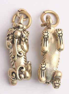 黄铜进宝貔貅实心钥匙扣创意挂件