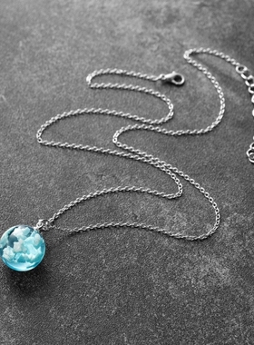 白云透明清新蓝天锁骨项链女吊坠