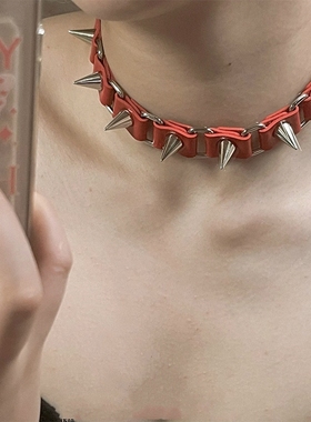 柳智敏同款铆钉颈圈暗