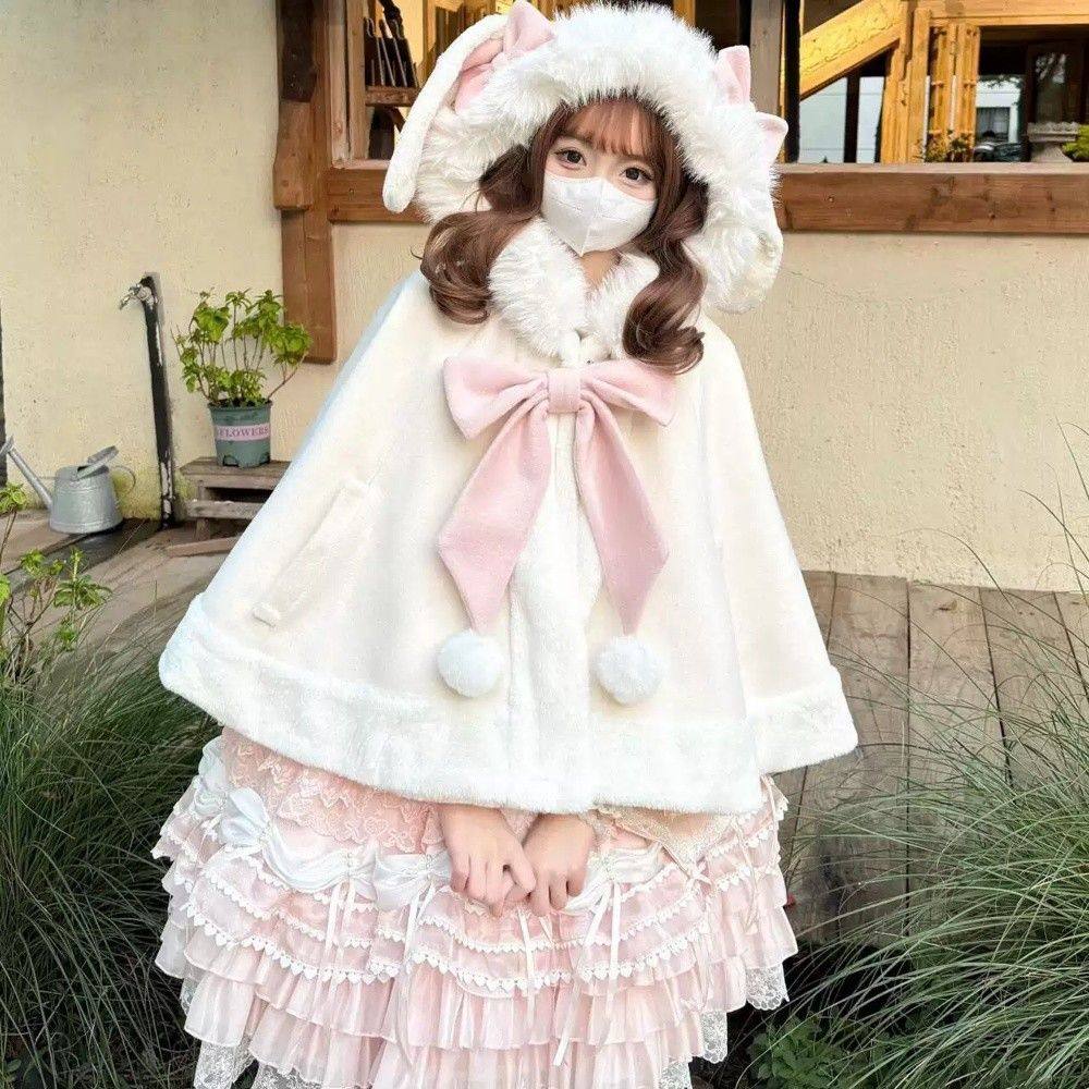 新洛丽塔斗篷带帽子lolita外套百搭保暖少萝外套冬季毛毛可爱外套,淘宝优惠券,粉丝福利购,淘宝优惠卷