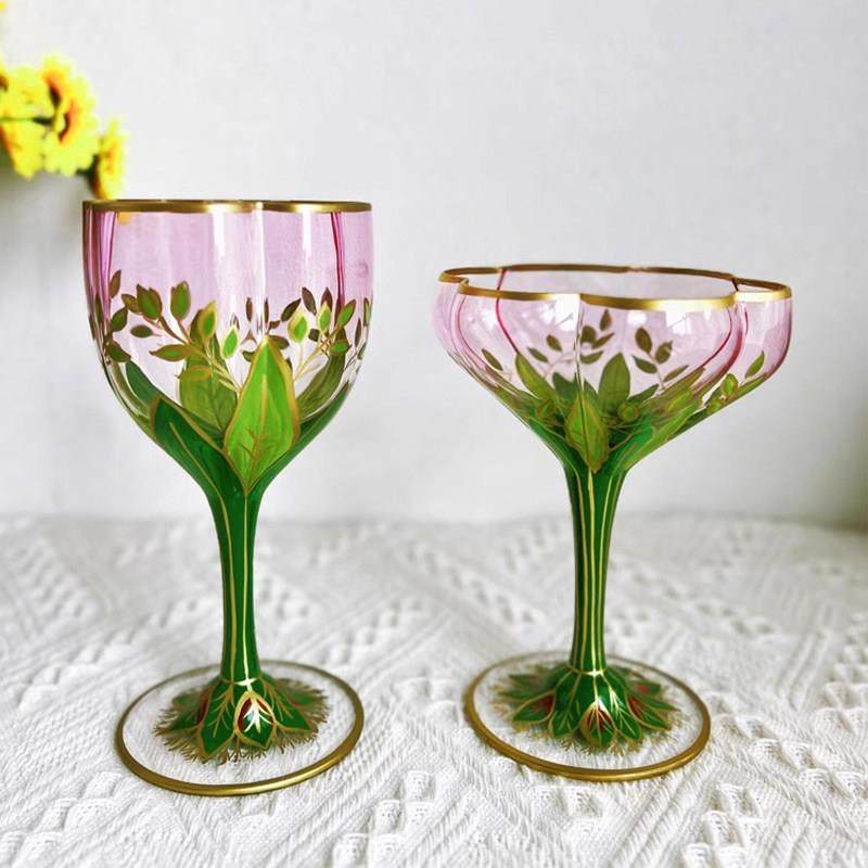 MOLA.Gem.酒具中古杯香槟水晶玻璃红酒杯粉色手绘冰激凌碗丨瑜滢,淘宝优惠券,粉丝福利购,淘宝优惠卷