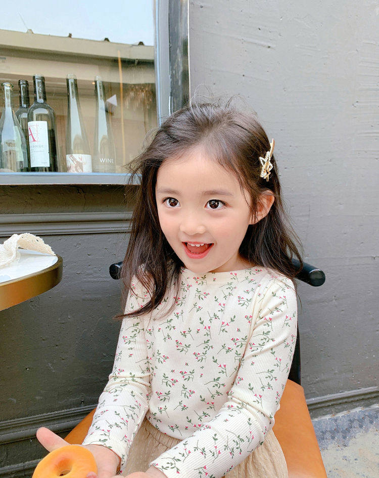 女童碎花打底衫春秋装宝宝新款洋气高弹力上衣莫代尔圆领长袖T恤,淘宝优惠券,粉丝福利购,淘宝优惠卷