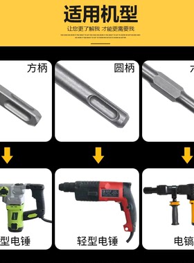 铲墙神器方头电锤凿子加长超薄扁凿凿铲墙灰瓷砖扁镐方柄冲击四坑